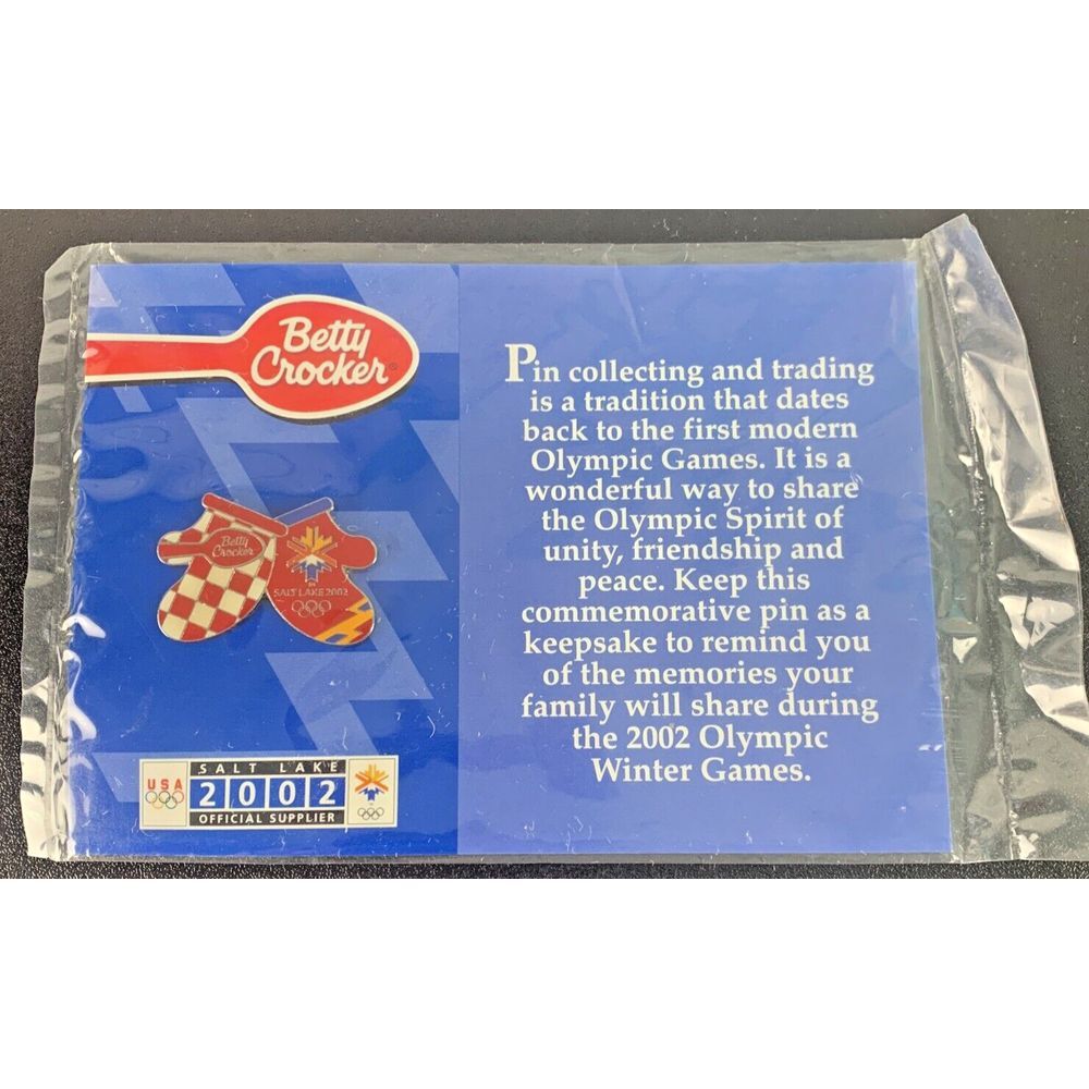 Betty Crocker Collector Hat / Lapel Pin; 2002 Olympic Games; Mitts Pin NEW